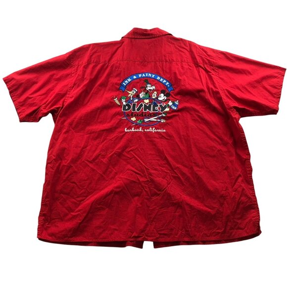 Disney Store Men Shirt Size 2XL Red Mickey Mouse Ink & Pain Dept Uniform Classic - Picture 2 of 10